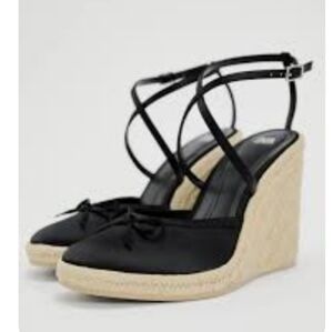🆕 NWT Zara Black Espadrille Wedges